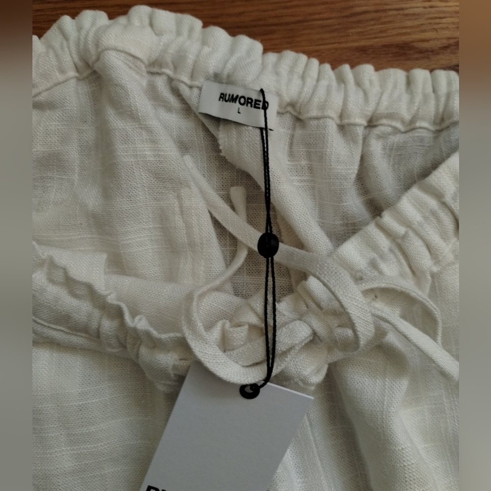 Rumored Linen White Wide Leg Pants Large - Picture 3 of 7